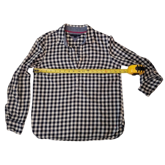 Tommy Hilfiger Navy and Cream Checkered Shirt - Picture 2 of 5